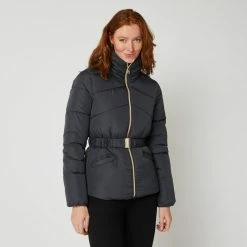 Sortie ⌛ IN EXTENSO Doudoune Courte Avec Ceinture Bouclé Femme 🔥